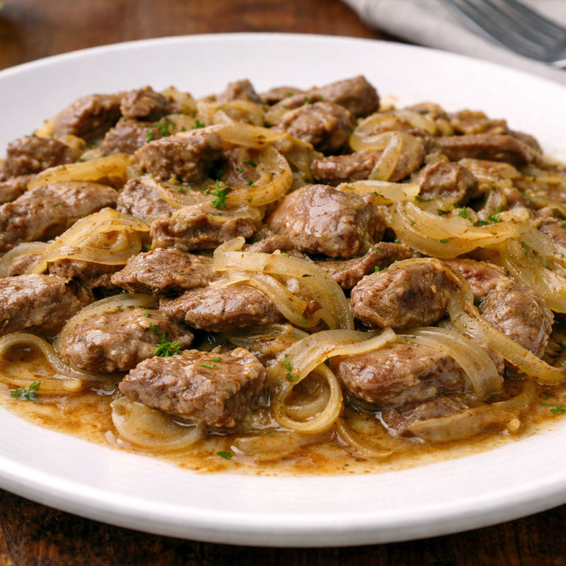 Fegato alla Veneziana, traditional dish from Venice