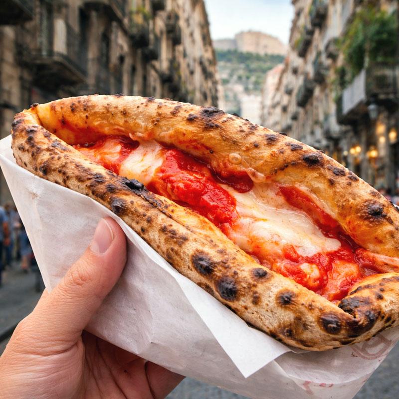 Pizza a Portafoglio, traditional dish from Naples