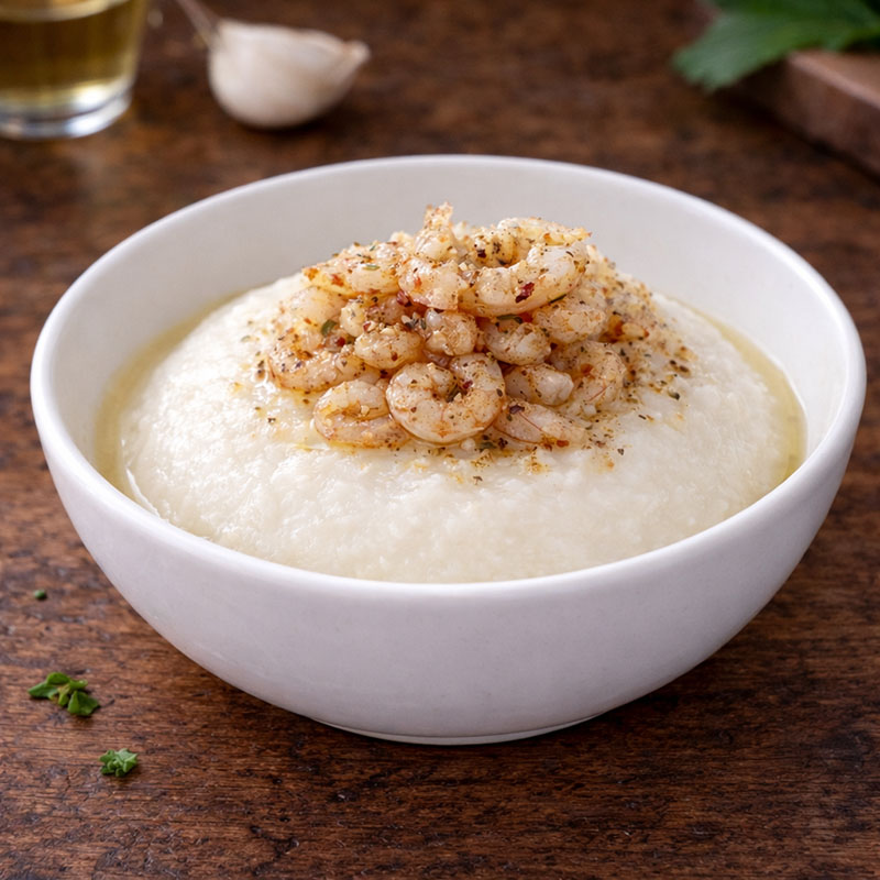 Polenta e Schie, traditional dish from Venice
