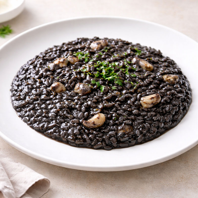 Risotto al Nero di Seppia, traditional dish from Venice