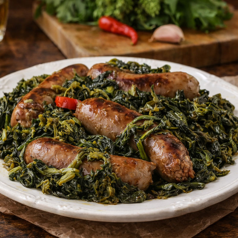 Salsiccia e Friarielli, traditional dish from Naples